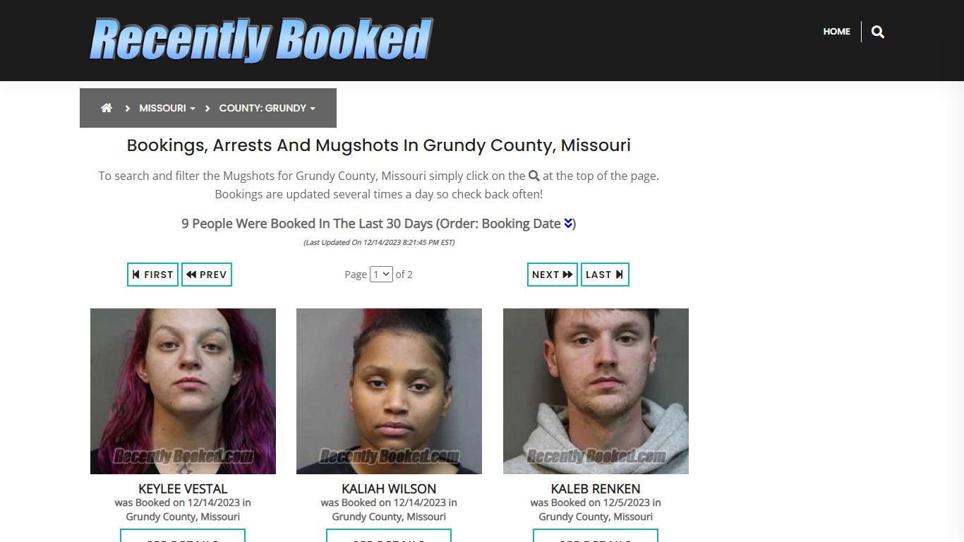 Recent bookings, Arrests, Mugshots in Grundy County, Missouri