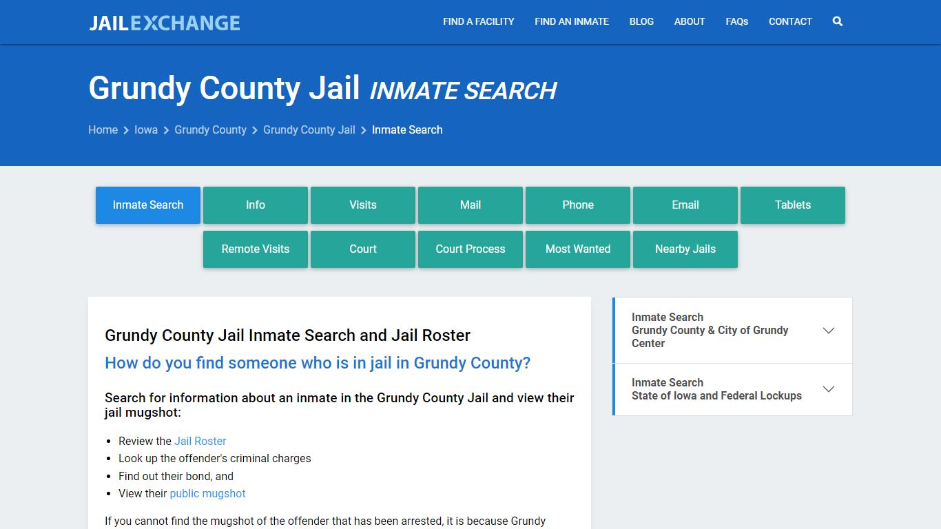 Inmate Search: Roster & Mugshots - Grundy County Jail, IA